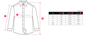 Shirt button size chart